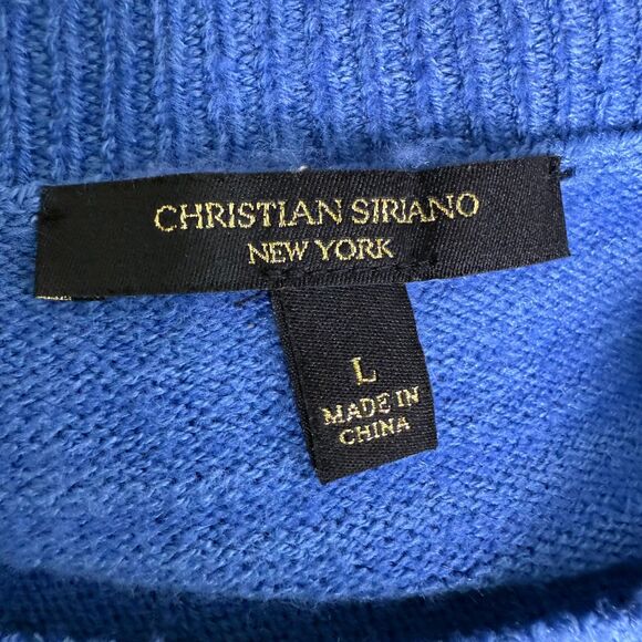 Christian Siriano Sweater Women's L Blue Pointelle Knit Pullover Split Hem 2/$25 - Picture 7 of 11